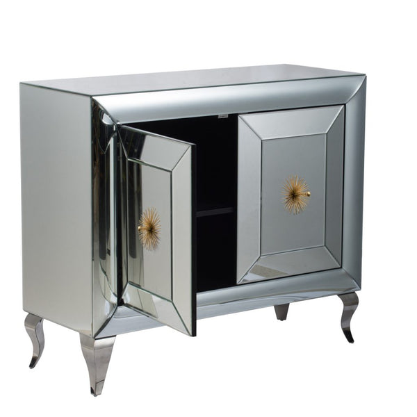A&B Home Vintage Silver Curved Cabinet