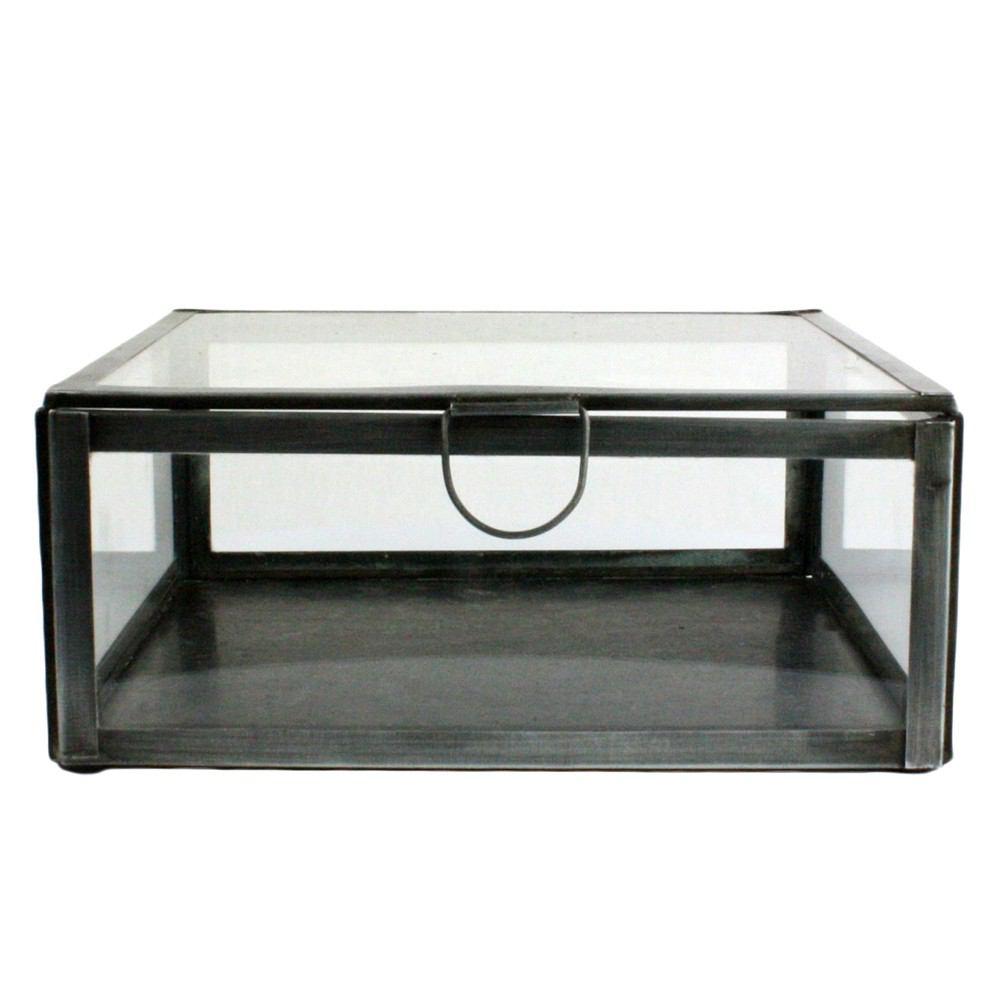 HomArt Pierre Leaded Glass Case - Square - Small - Zinc-3