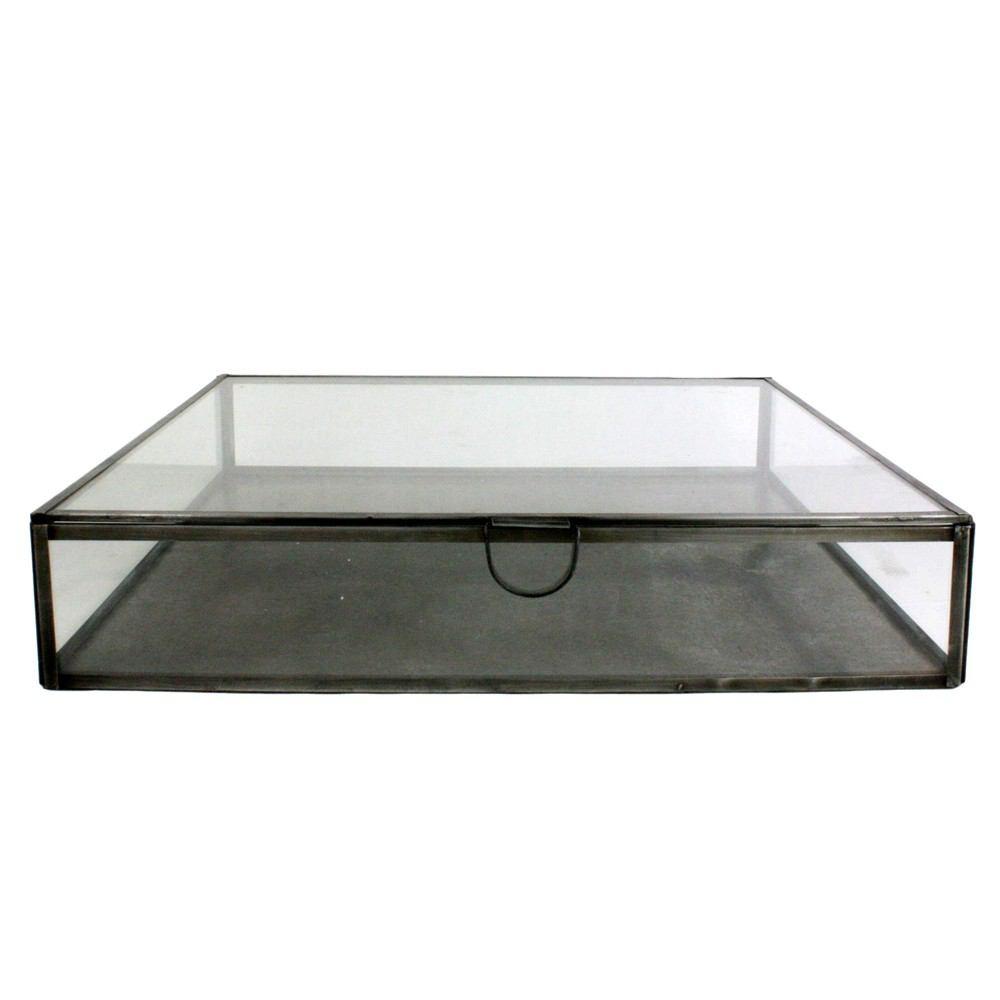 HomArt Pierre Leaded Glass Case - Square - Large - Zinc-5
