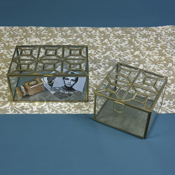 HomArt Monroe Leaded Top Box - Brass - Set of 2-4