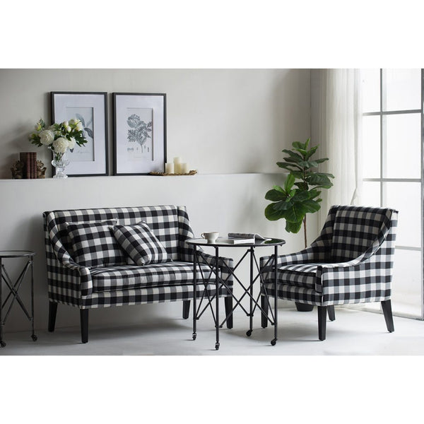 A&B Home Classic Gingham Plaid Upholstery Settee