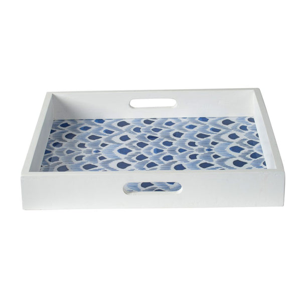 A&B Home Bold Indigo and White Decorative Tray