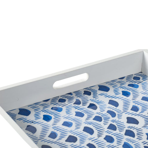 A&B Home Bold Indigo and White Decorative Tray