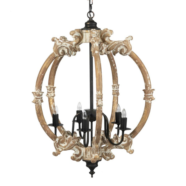 A&B Home Beautiful Whitewashed Chandelier