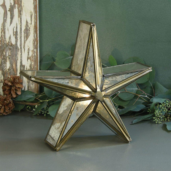 HomArt Glass Star Candle Holder - Mirrored - Brass-5