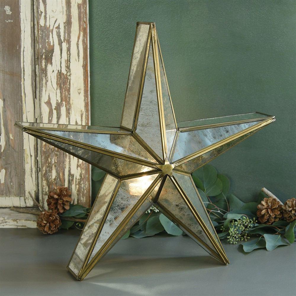 HomArt Glass Star Candle Holder - Mirrored - Brass-9
