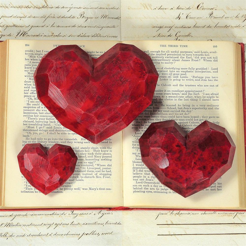 HomArt Faceted Soapstone Hearts - Red | Modishstore | Holiday