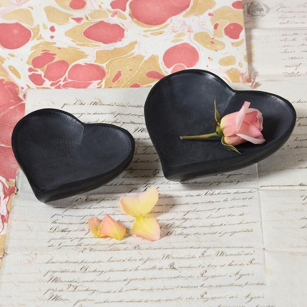 HomArt Soapstone Heart Bowl - Black - Set of 4 | Modishstore | Decorative Bowls