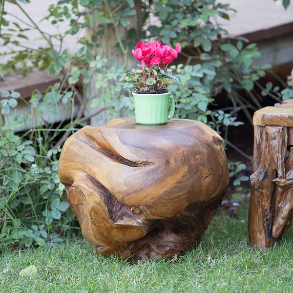 Garden Age Supply Habini Teak Ball Stool | Outdoor Stools & Benches | Modishstore