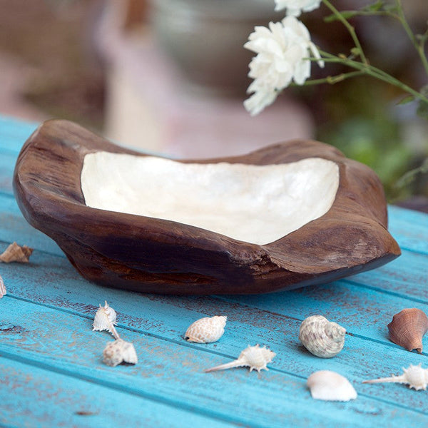 Garden Age Supply Habini Teak Bowl Inlay Shell | Decorative Bowls | Modishstore-2