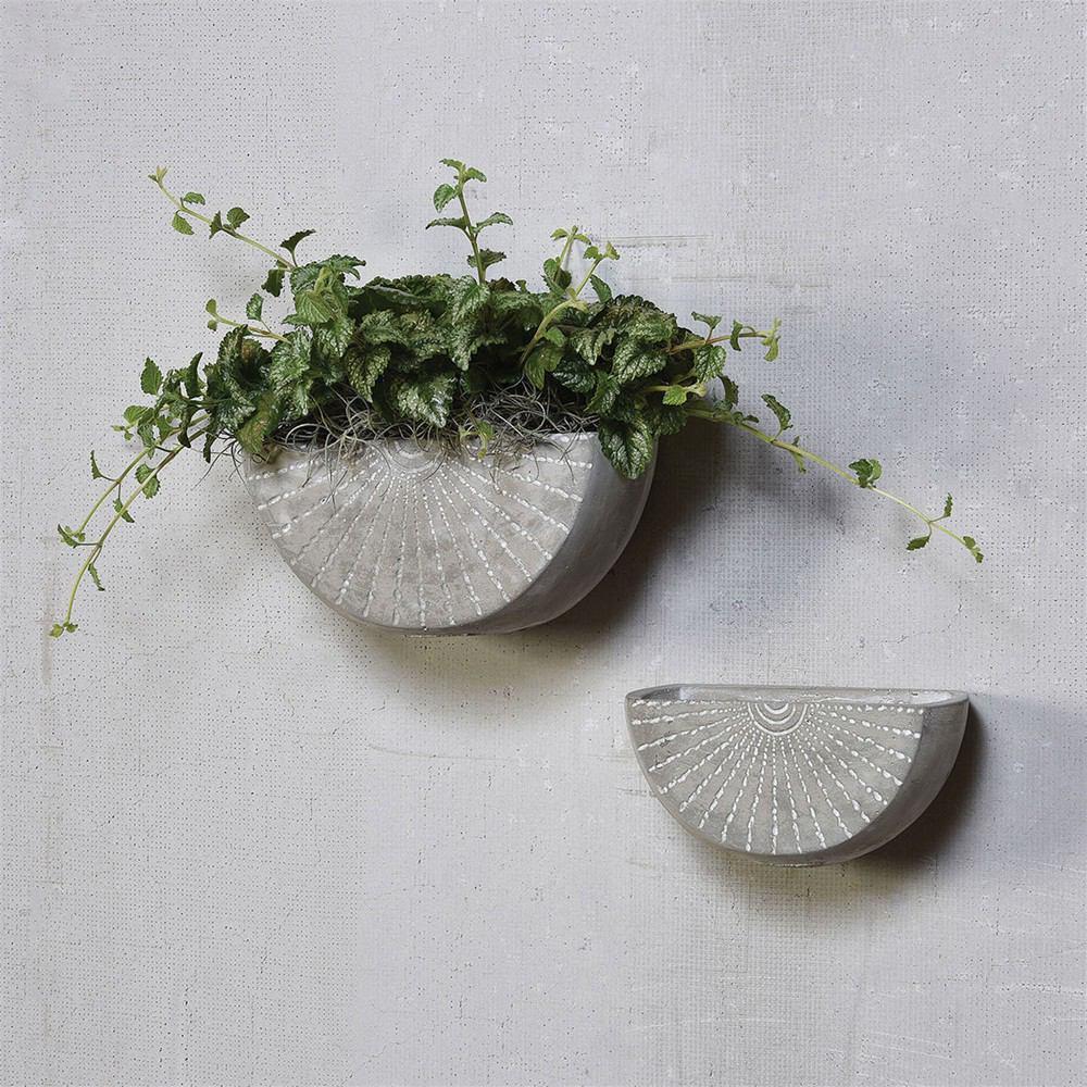 HomArt Rae Cement Wall Planter - Set of 4 | Modishstore | Planters, Troughs & Cachepots