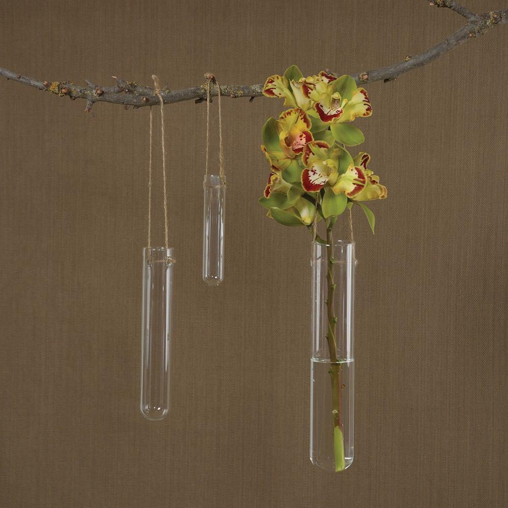 HomArt Hanging Glass Tube Vase - Clear - Set of 6 | Modishstore | Vases