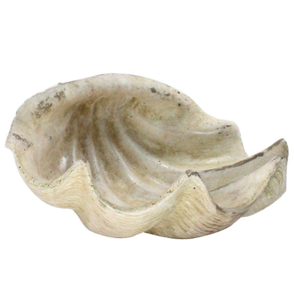 HomArt Cement Cast Clam Shell - Antique White - Set of 2-2