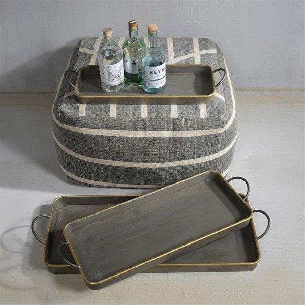 HomArt Archer Galvanized Trays - Set of 3 - Galvanized with Gold Rim-6