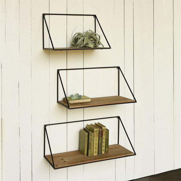 HomArt Hull Wood & Iron Shelf | Modishstore | Wall Shelf