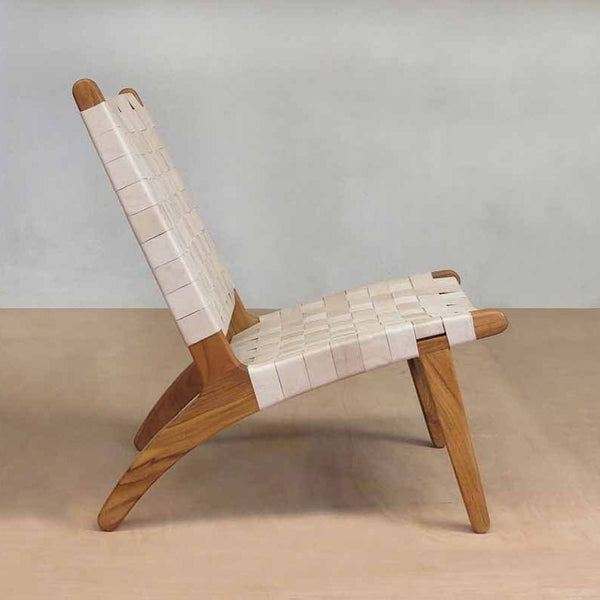 Masaya Lounge Chair - Natural Leather And Teak