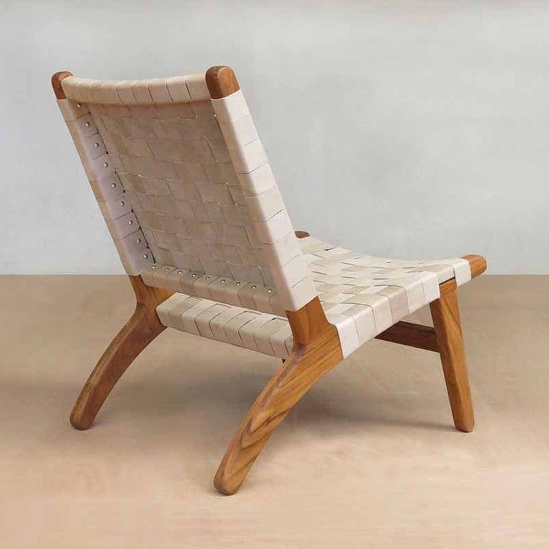 Masaya Lounge Chair - Natural Leather And Teak