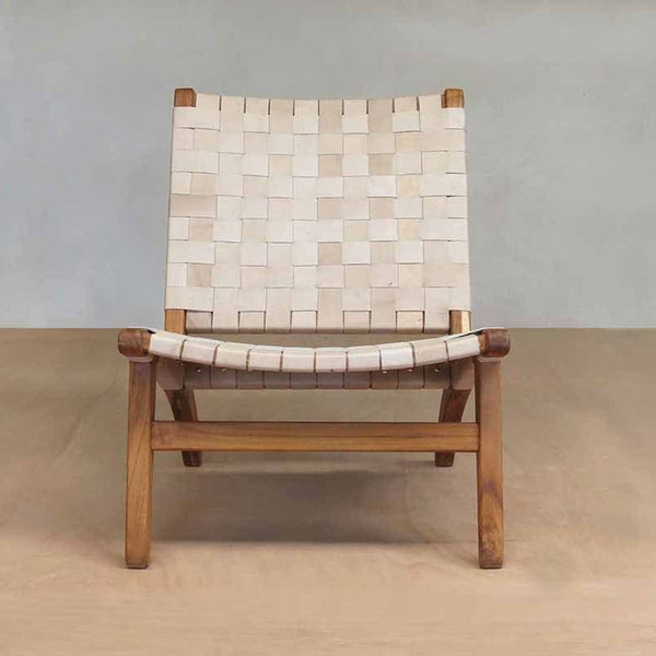 Masaya Lounge Chair - Natural Leather And Teak