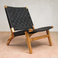 Masaya Lounge Chair - Black Leather And Teak