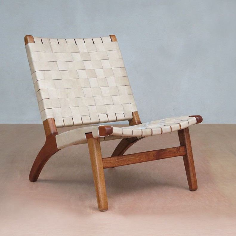 Masaya Lounge Chair - Natural Leather And Royal Mahogany