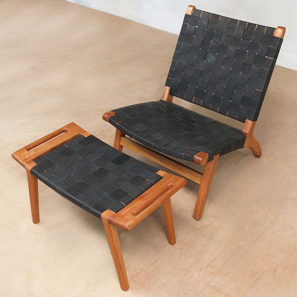 Masaya Lounge Chair - Black Leather And Royal Mahogany