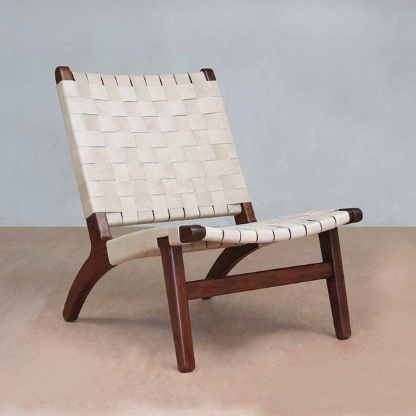 Masaya Lounge Chair - Natural Leather And Rosita Walnut