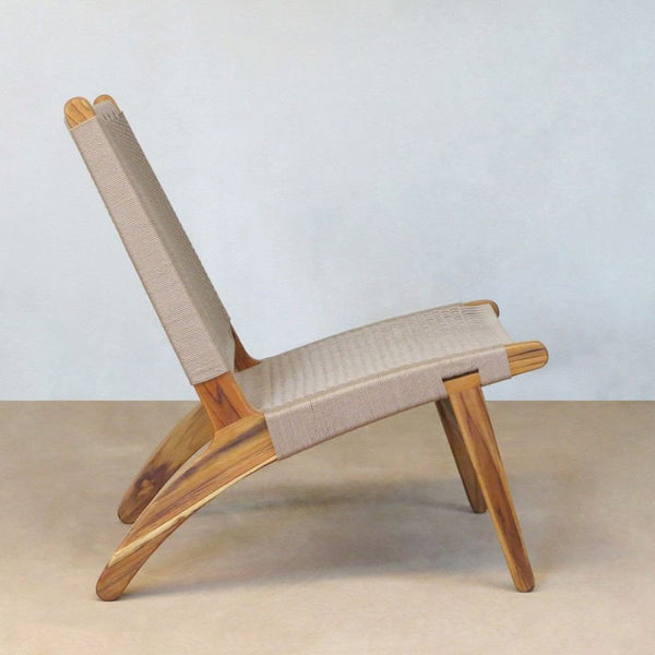 Masaya Lounge Chair - Khaki Handwoven Manila And Teak