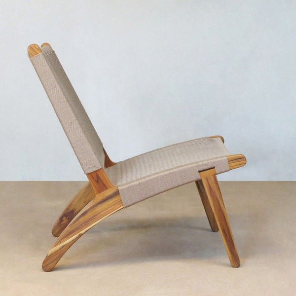 Masaya Lounge Chair - Khaki Handwoven Manila And Teak