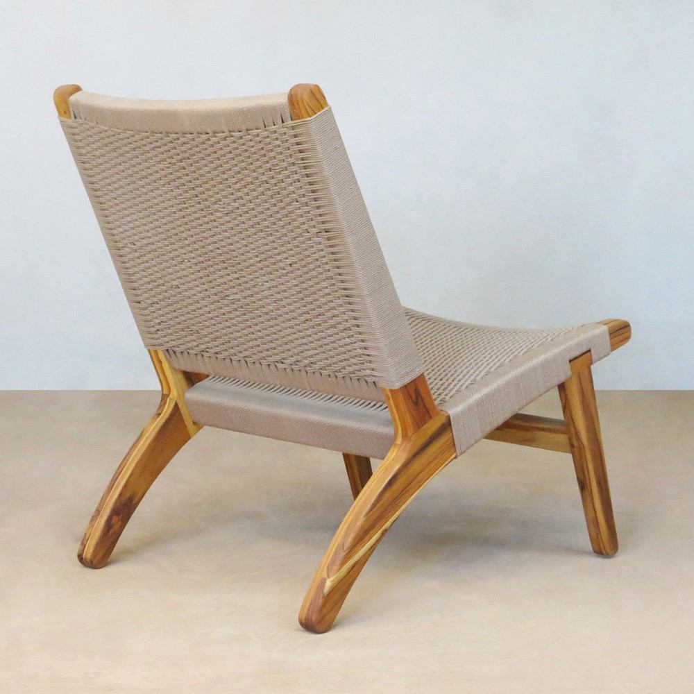 Masaya Lounge Chair - Khaki Handwoven Manila And Teak