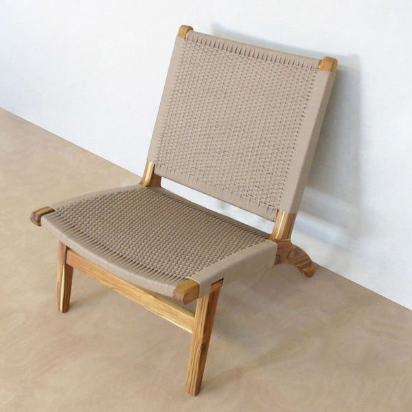 Masaya Lounge Chair - Khaki Handwoven Manila And Teak