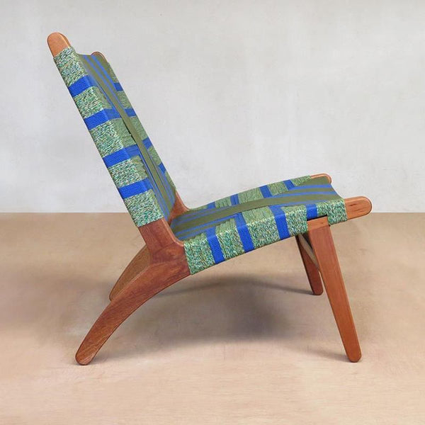 Masaya Lounge Chair - Emerald Coast Pattern And Royal Mahogany