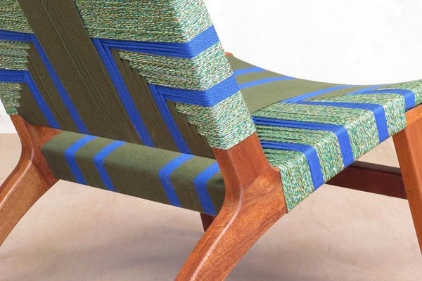 Masaya Lounge Chair - Emerald Coast Pattern And Royal Mahogany