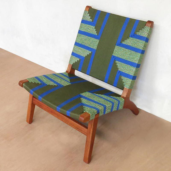 Masaya Lounge Chair - Emerald Coast Pattern And Royal Mahogany