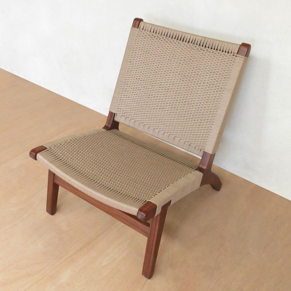 Masaya Lounge Chair - Khaki Handwoven Manila And Rosita Walnut