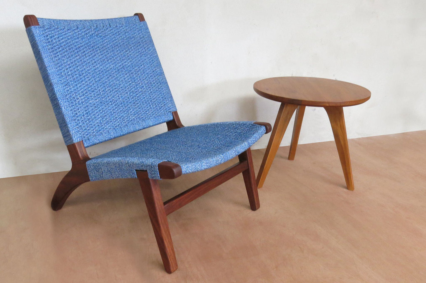 Masaya Lounge Chair - Indigo Handwoven Manila And Rosita Walnut