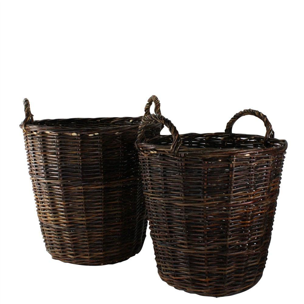 HomArt Willow Round Baskets - Set of 2 - Natural-2
