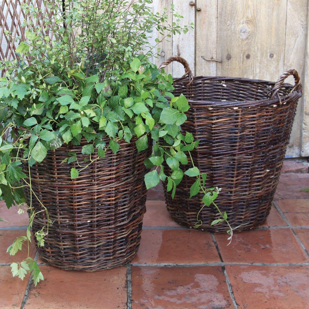 HomArt Willow Round Baskets - Set of 2 - Natural - Feature Image | Modishstore | Bins, Baskets & Buckets