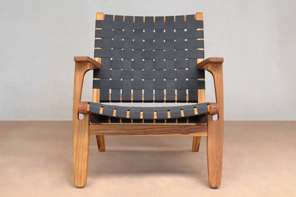 Masaya Outdoor Masaya Arm Chair - Charcoal Sunbrella Strap And Teak
