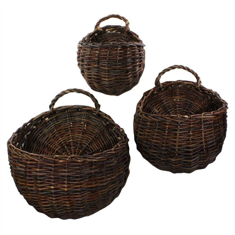 HomArt Willow Round Wall Baskets - Set of 3 - Natural | Modishstore | Bins, Baskets & Buckets