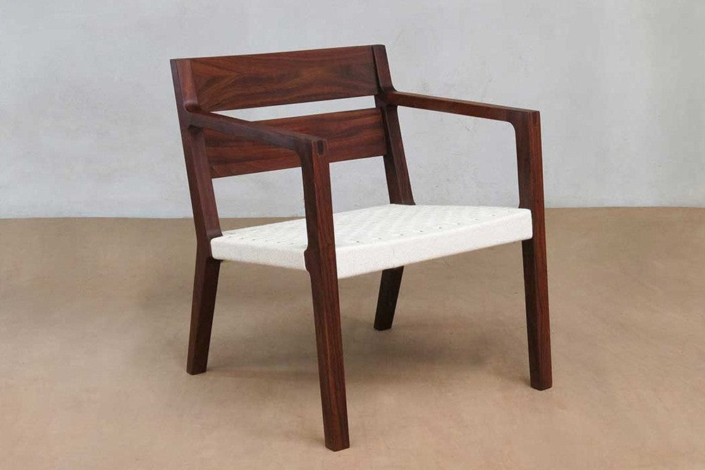 Masaya Managua Arm Chair - Handwoven White Chess Weave And Rosita Walnut