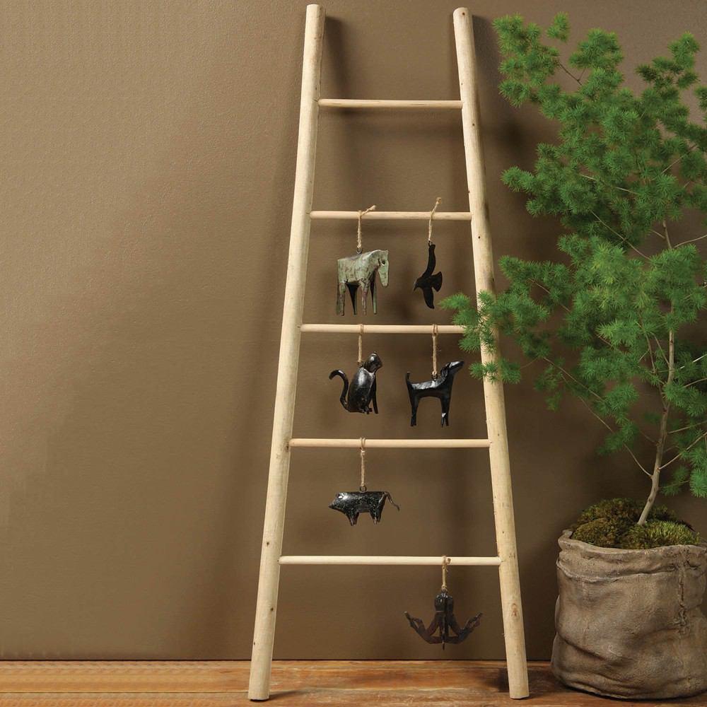 HomArt Decorative Wood Ladder - Natural - Set of 4 - Feature Image | Modishstore | Shelves & Shelving Units