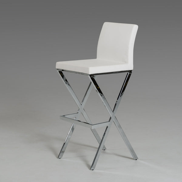 Vig Furniture Dean - Modern White Leatherette Bar Stool (Set of 2) | Modishstore | Bar Stools