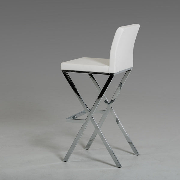 Vig Furniture Dean - Modern White Leatherette Bar Stool (Set of 2) | Modishstore | Bar Stools-2
