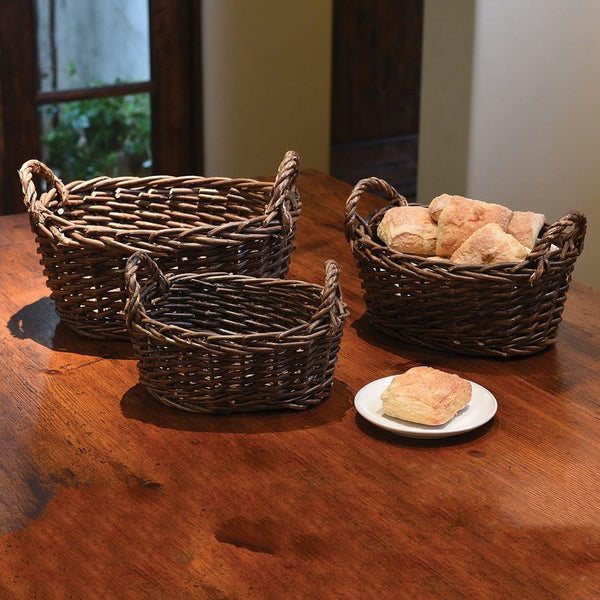 HomArt Willow Baskets Oval - Set of 6 - Natural | Modishstore | Bins, Baskets & Buckets