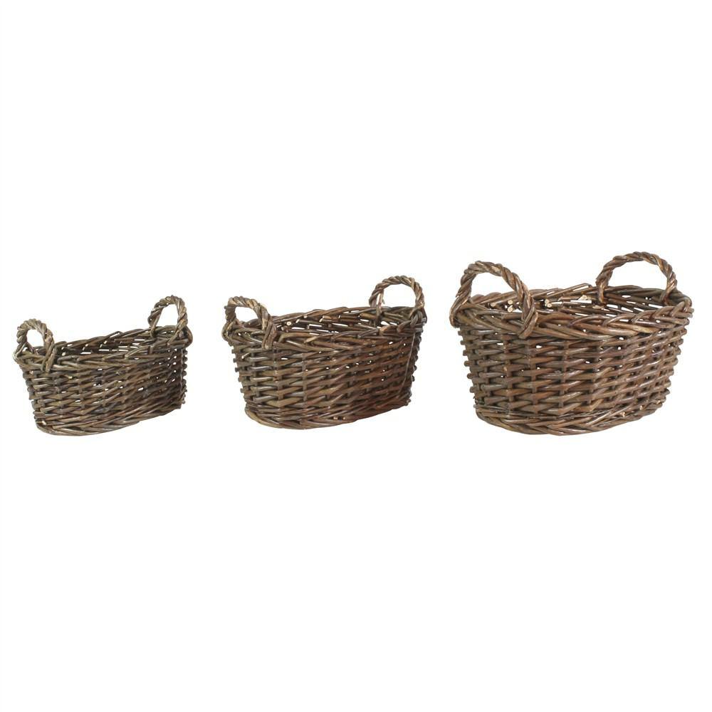 HomArt Willow Baskets Oval - Set of 3 - Natural - Small-4