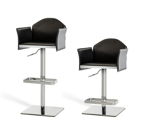 Vig Furniture Modrest Emily Modern Black Eco-Leather Bar Stool | Modishstore | Bar Stools-2