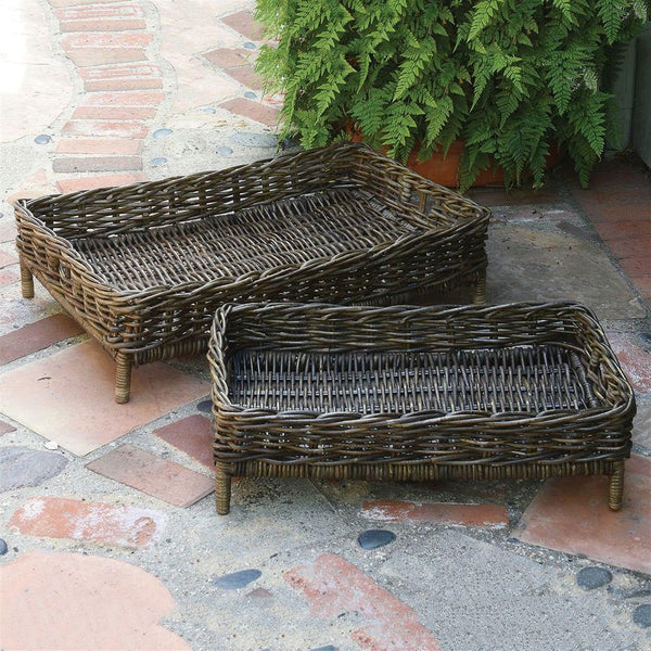 HomArt Montauk Entertaining Trays - Set of 2 - Rustique Dark Grey | Modishstore | Decorative Trays & Dishes