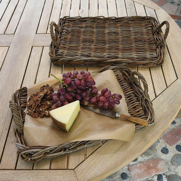 HomArt Fairfield Rattan Serving Trays - Set of 2 - Rustique Dark Grey-7