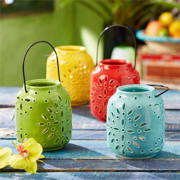 Two's Company Casa Amistad Floral Lantern Set of 4