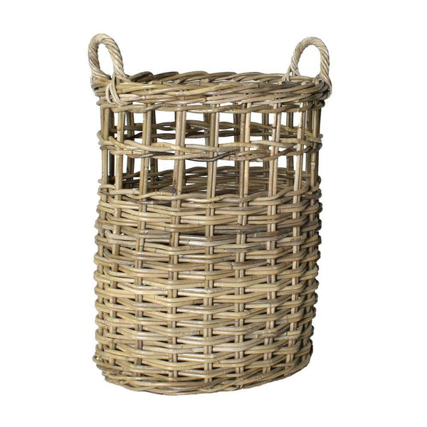 HomArt Newhaven Rattan Umbrella Baskets - Set of 2 - Rustique Grey-4